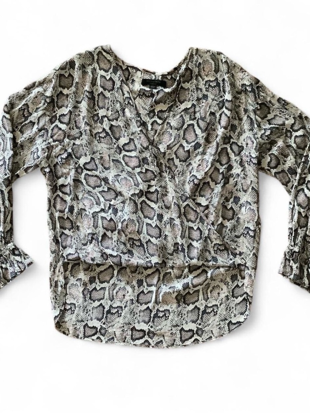 AllSaints Snake Print Blouse – Size Small | Sheer Animal Print Top